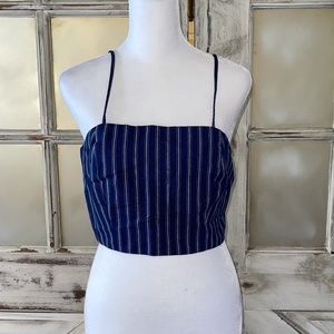 Essue striped crop tank top with straps size small